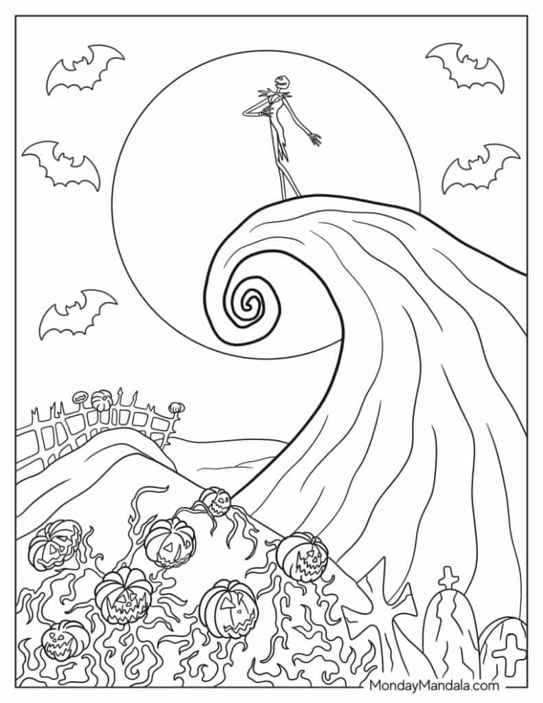 22 nightmare before christmas coloring pages (free pdfs)